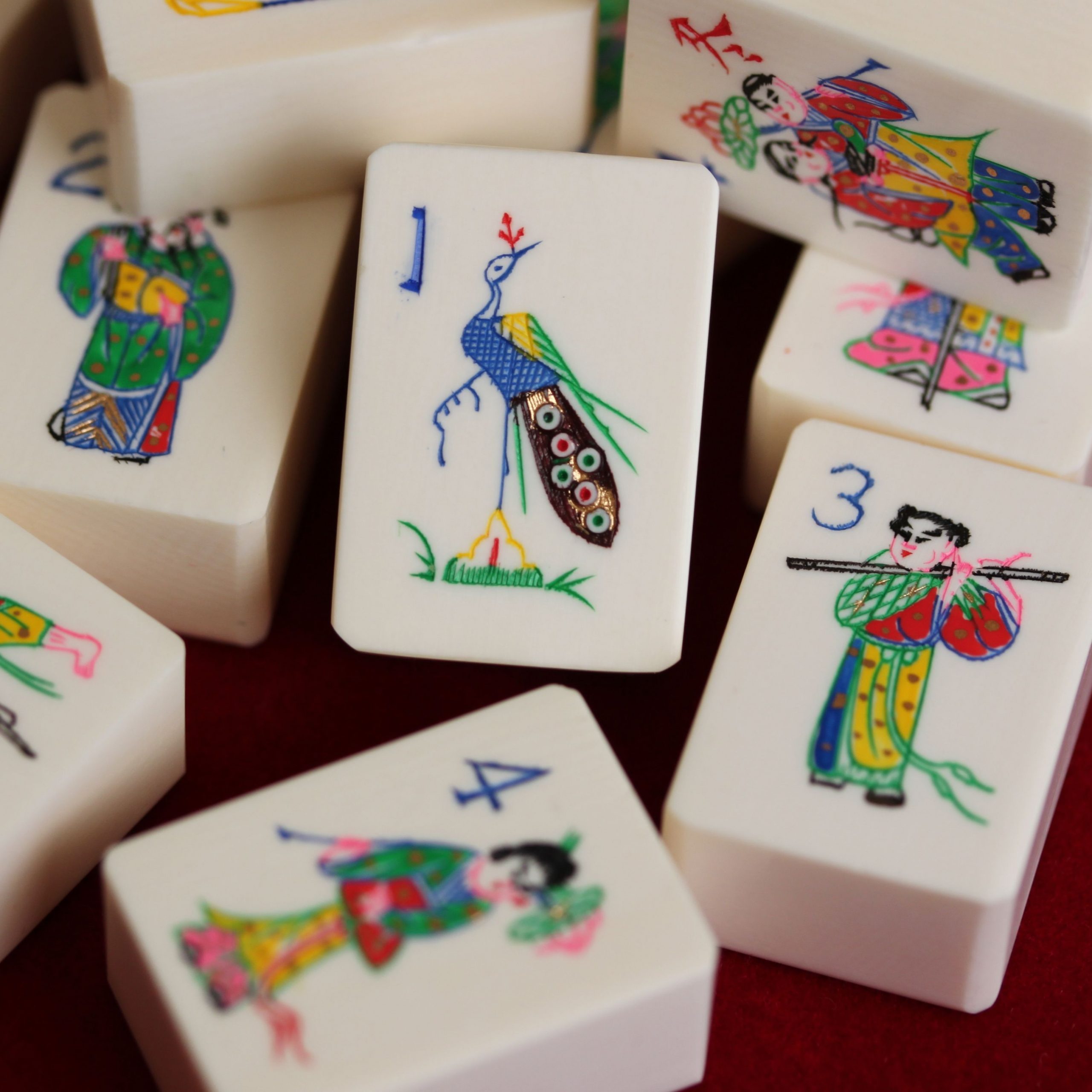Mahjong Tiles with elaborate, colorful design
